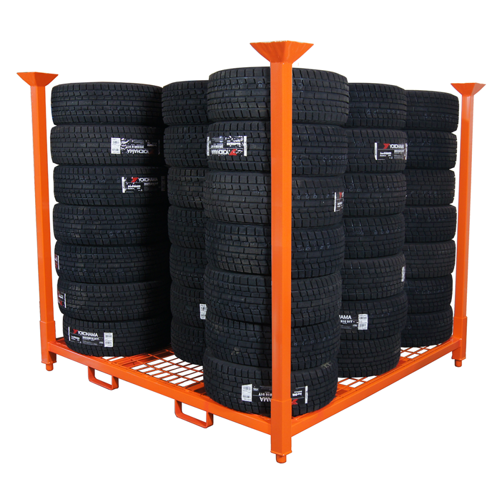 183 x 183 cm Stacking tyre pallet with wire mesh decking for