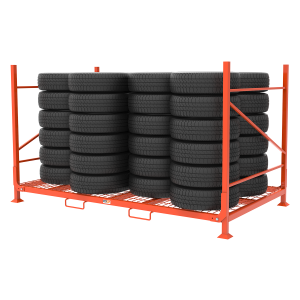 Pallet for passenger, bus & truck tyres with wire mesh decking