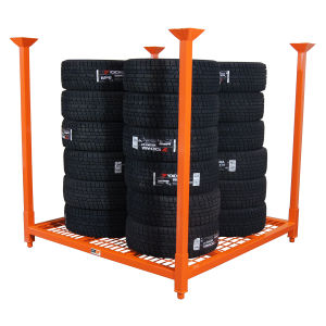 152 x 152 cm Stacking tyre rack with wire mesh decking