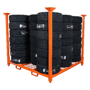 72'' x 72'' Stacking tire rack for passenger tires with wire mesh decking